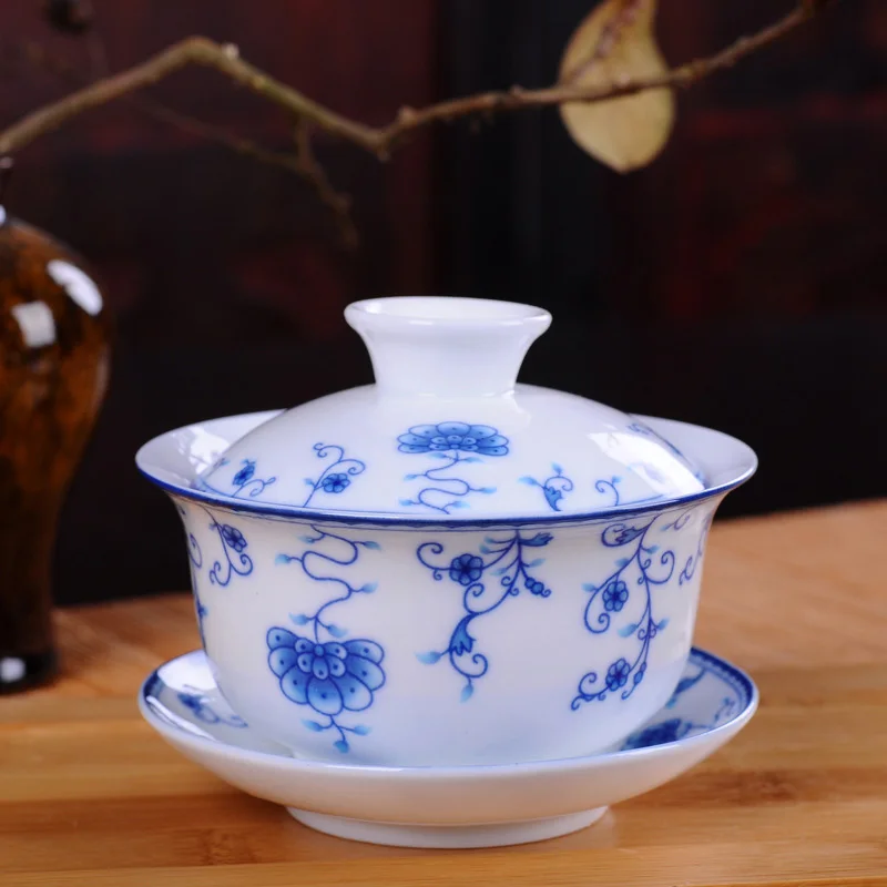 White Porcelain Blue and White - Matcha Bowl Chawan ulasan dan harga