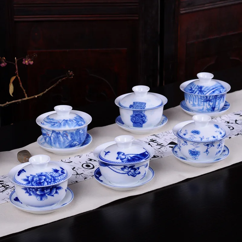White Porcelain Blue and White - Matcha Bowl Chawan ulasan dan harga