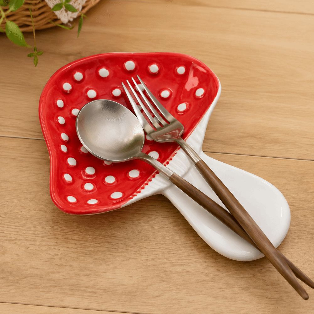 Ceramic Mushroom Spoon Holder  - Chopstick Rest Ceramic ulasan dan harga