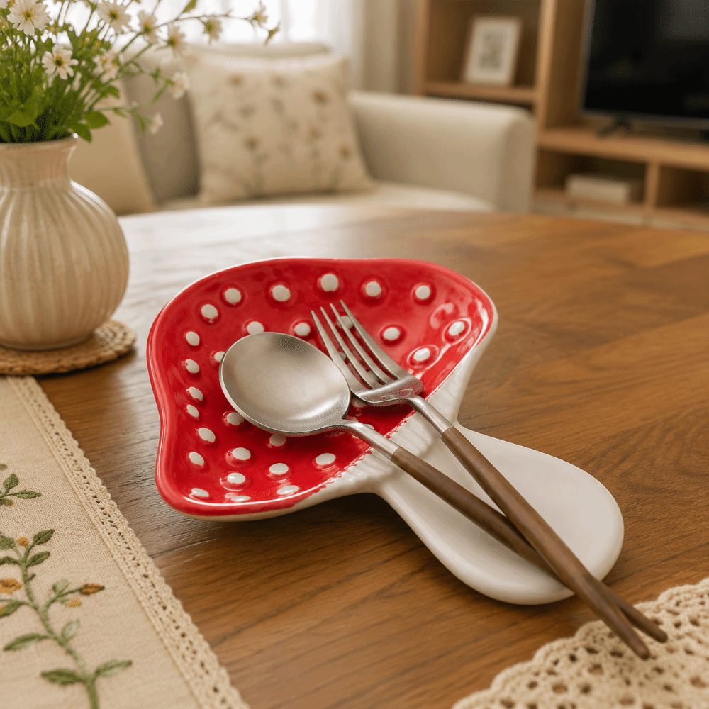Ceramic Mushroom Spoon Holder  - Chopstick Rest Ceramic ulasan dan harga