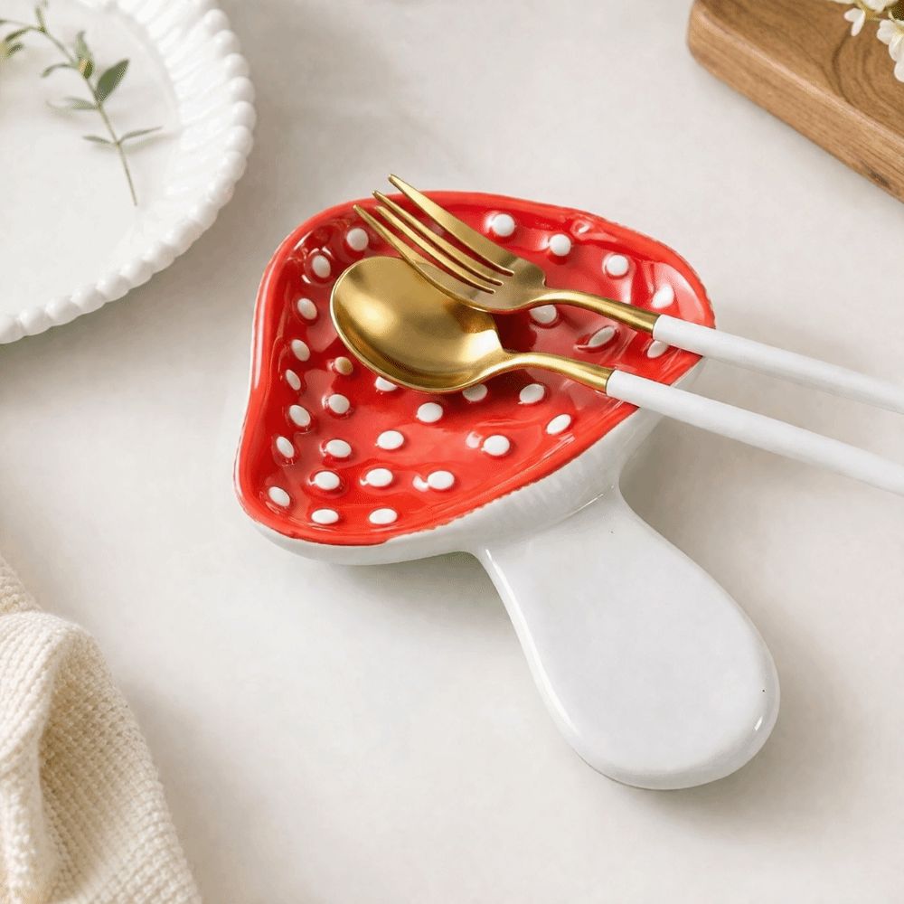 Ceramic Mushroom Spoon Holder  - Chopstick Rest Ceramic ulasan dan harga