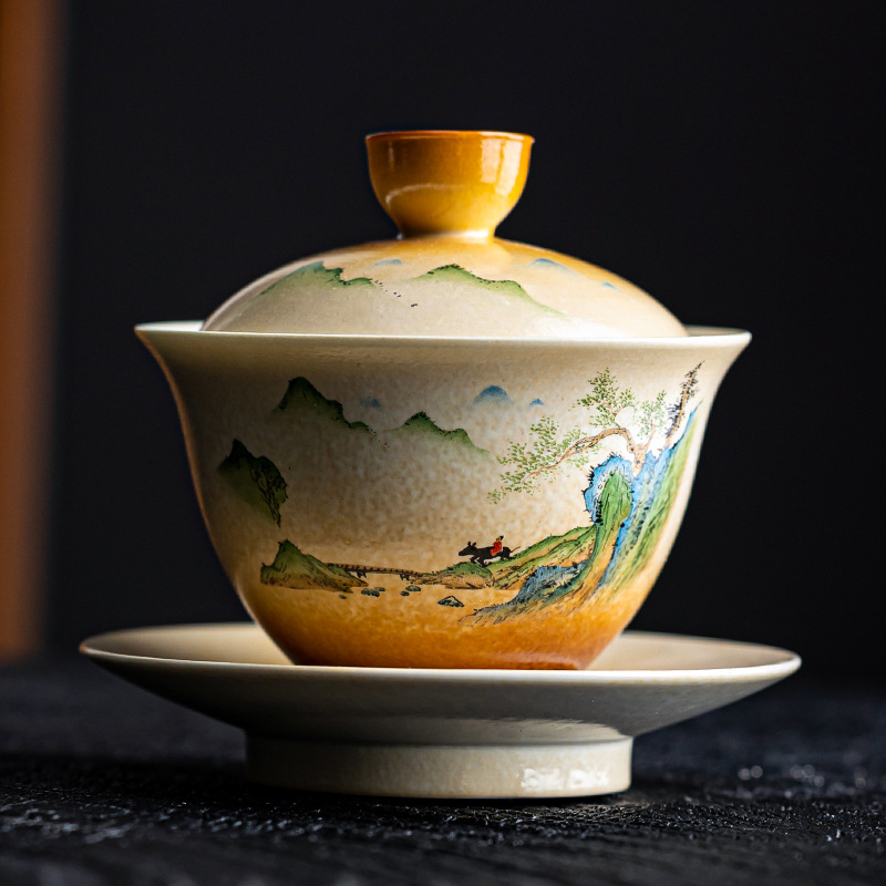 Grass and Wood Ceramic Gaiwan, - Matcha Bowl Chawan ulasan dan harga